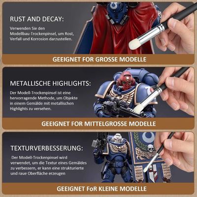 Conjunto de Pincéis de Detalhe Fino Top Modellbau para Tintas Acrílicas e Óleo